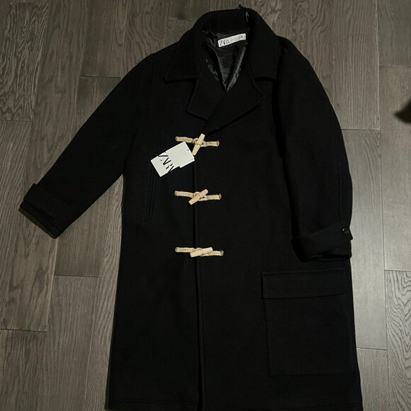 ZARA ZW LIMITED EDITION WOMEN BLACK WOOL TOGGLE COAT SIZE M NWT 349$ - Picture 10 of 12